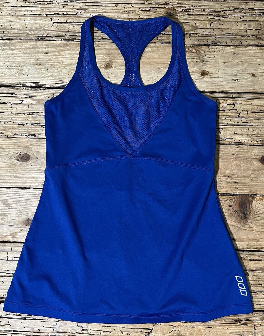 Lorna Jane Women’s Size M Blue Floral Mesh Print Racerback Active Tank
